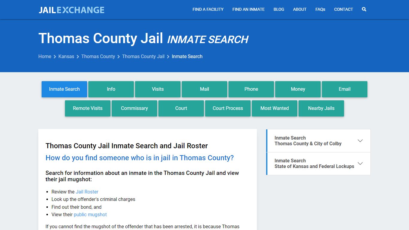 Inmate Search: Roster & Mugshots - Thomas County Jail, KS
