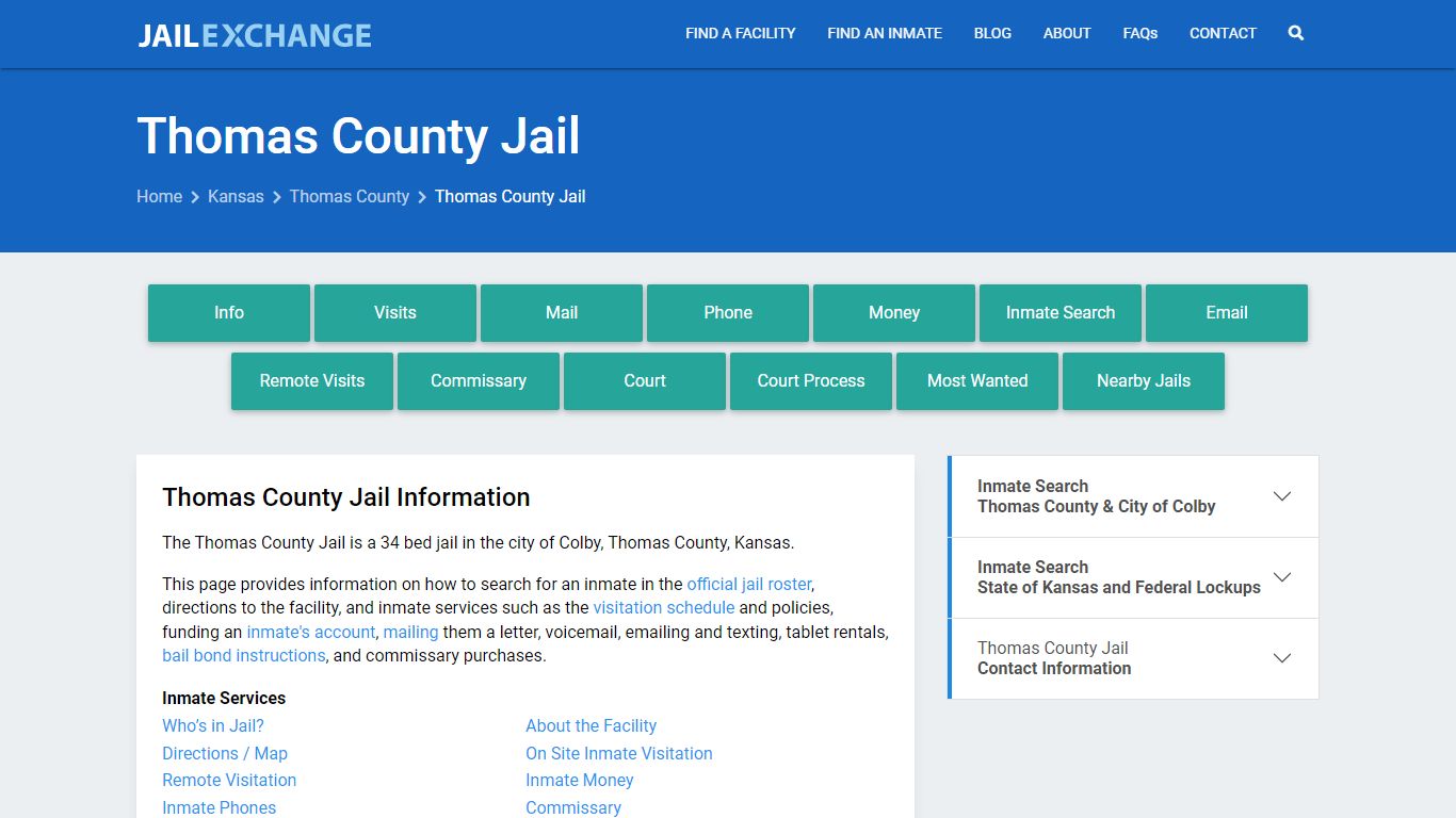Thomas County Jail, KS Inmate Search, Information